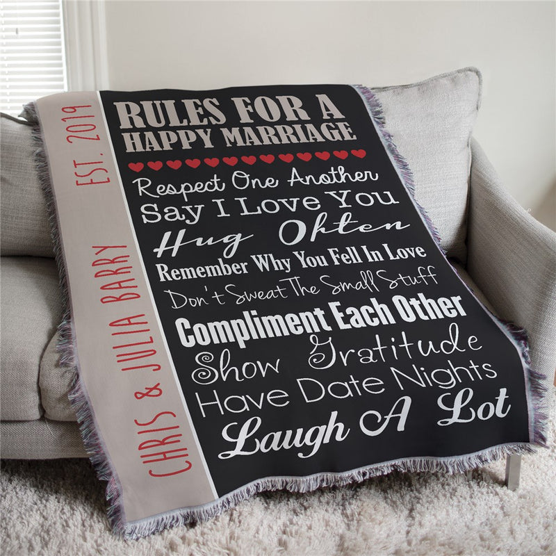 Personalized Wedding Tapestry Throw - Elegant Wedding Keepsake Blanket - LED Gift Works