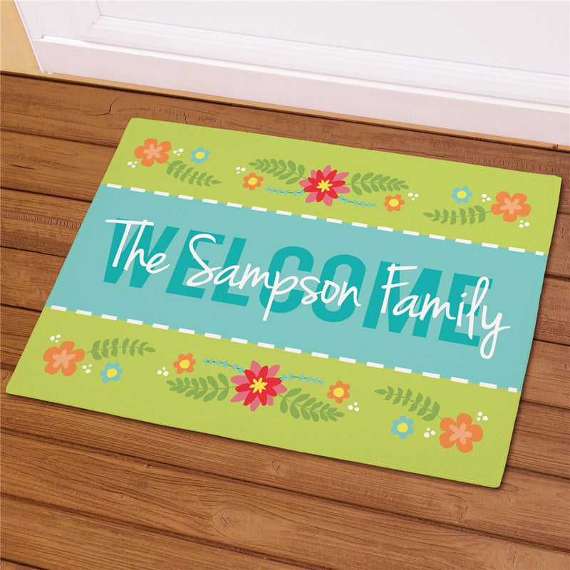 Spring Fleece Personalized Welcome Mat - Custom Seasonal Doormat - LED Gift Works