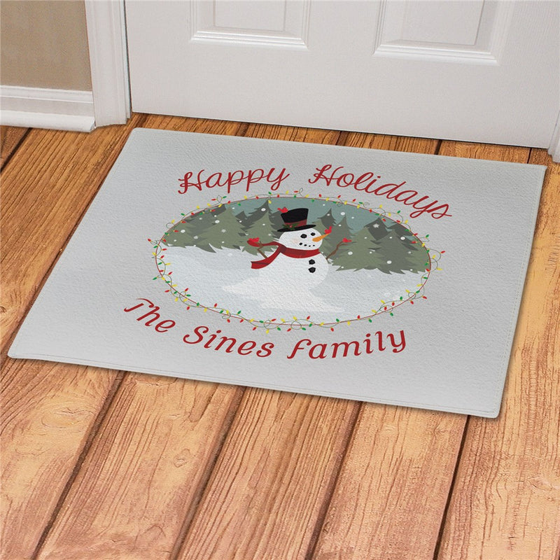Snowman Personalized Doormat - Custom Holiday Entry Mat - LED Gift Works