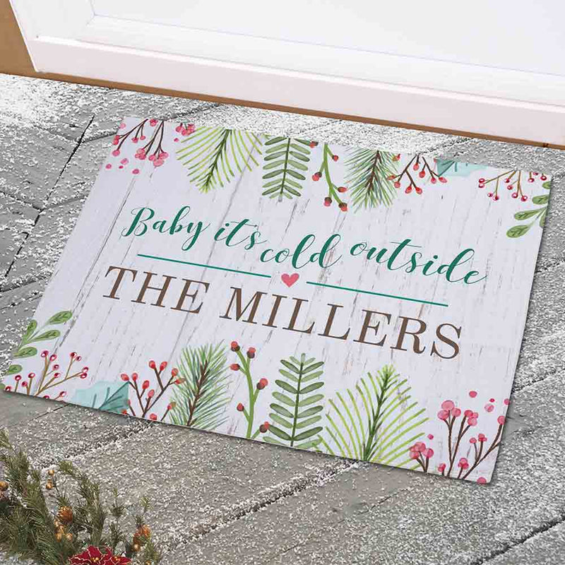 Baby It's Cold Outside Personalized Doormat - Custom Holiday Welcome Mat - LED Gift Works