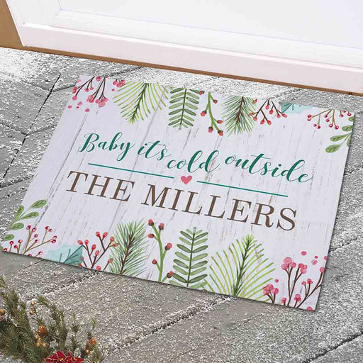 Baby It's Cold Outside Personalized Doormat - Custom Holiday Welcome Mat - Way Up Gifts