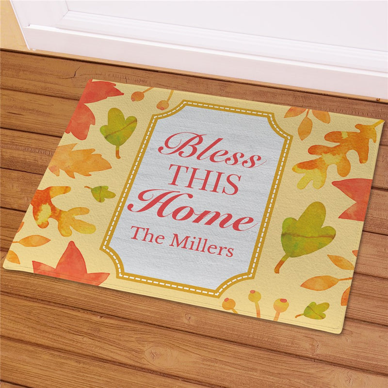 Bless This Home Personalized Welcome Mat - Custom Family Doormat - LED Gift Works