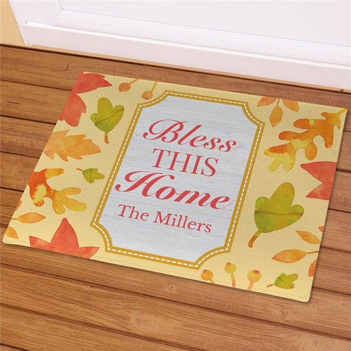 Bless This Home Personalized Welcome Mat - Custom Family Doormat - Way Up Gifts