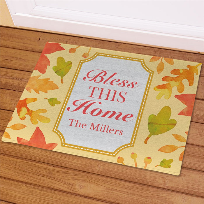 Bless This Home Personalized Welcome Mat - Custom Family Doormat - Way Up Gifts