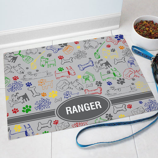 Dog Doodle Personalized Pet Mat - Custom Feeding Rug - Way Up Gifts