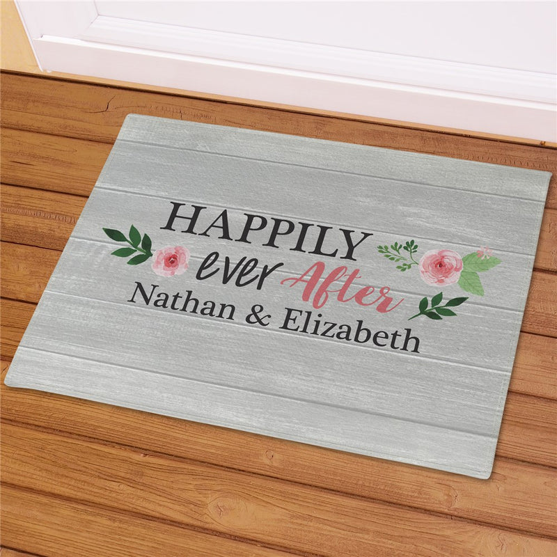 Happily Ever After Personalized Doormat - Custom Wedding Entry Mat - LED Gift Works