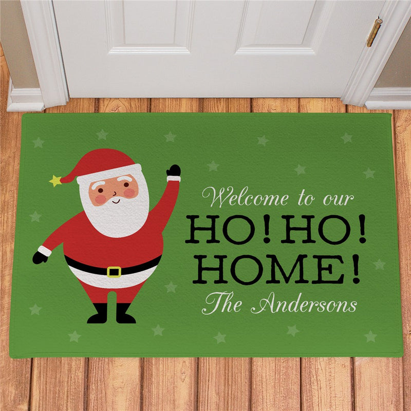 Ho Ho Home Personalized Doormat - Custom Christmas Welcome Mat - LED Gift Works