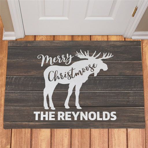 Merry Christmoose Personalized Doormat - Custom Holiday Welcome Mat - Way Up Gifts