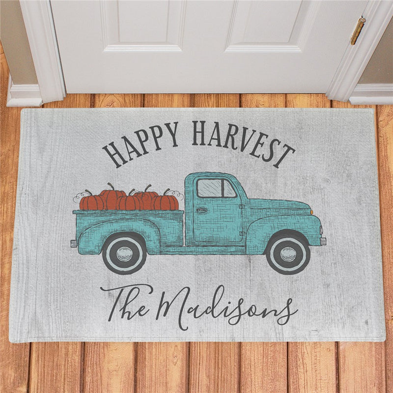 Happy Harvest Personalized Doormat - Custom Fall Welcome Mat - LED Gift Works
