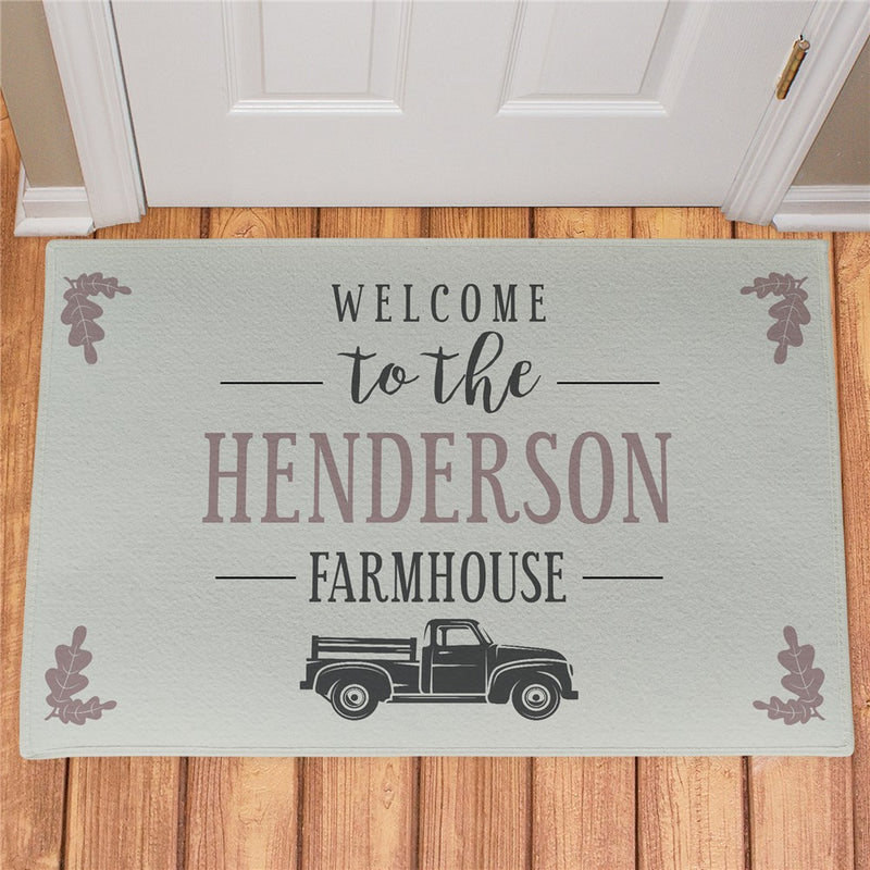Farmhouse Personalized Doormat - Rustic Welcome Mat with Family Name - LED Gift Works