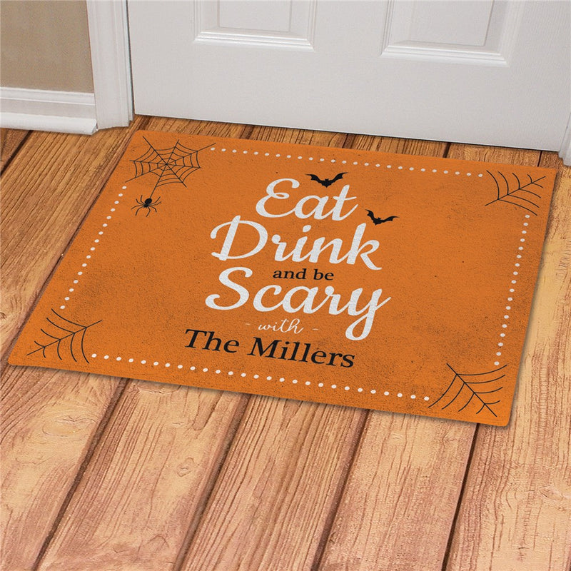 Eat Drink and Be Scary Personalized Doormat - Custom Halloween Entry Mat - LED Gift Works