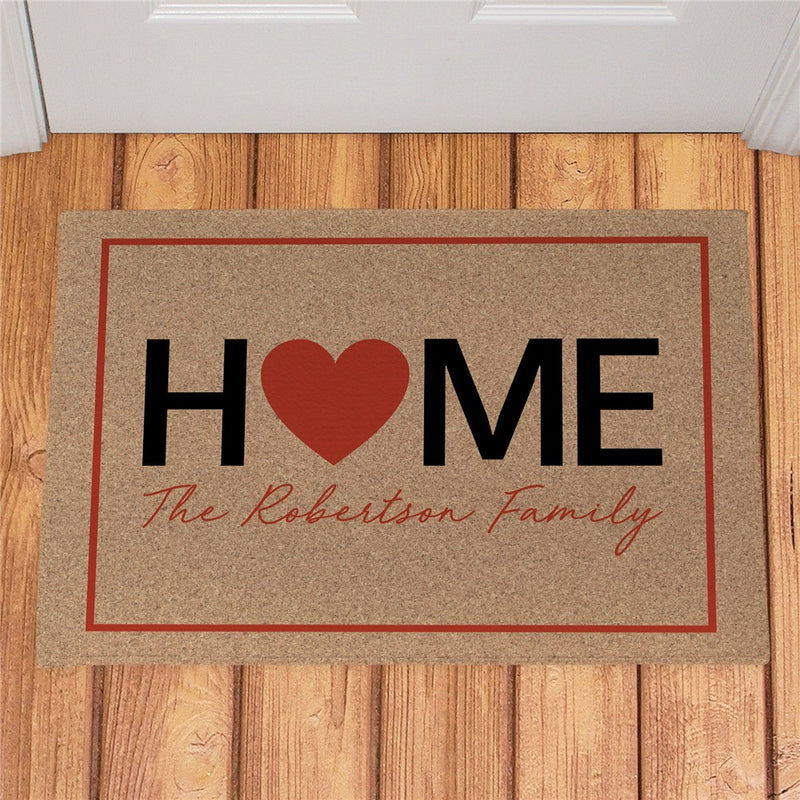 Home Heart Personalized Doormat - Custom Family Entry Mat - LED Gift Works