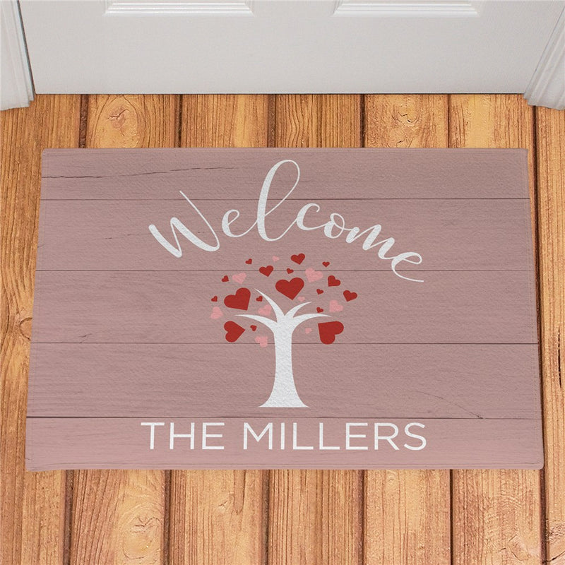 Hearts Tree Personalized Doormat - Custom Love Welcome Mat - LED Gift Works