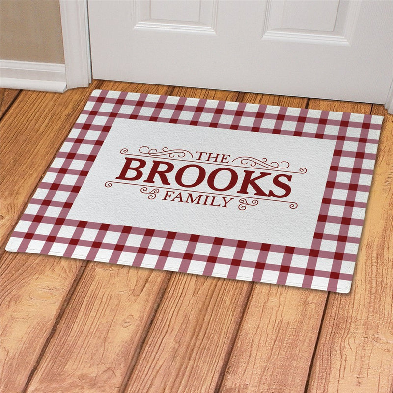 Gingham Personalized Doormat - Custom Patterned Welcome Mat - LED Gift Works