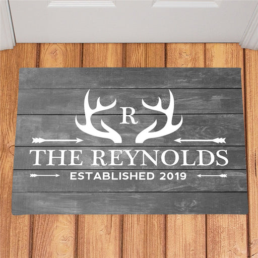 Deer Antlers Personalized Doormat - Custom Outdoors Welcome Mat - Way Up Gifts