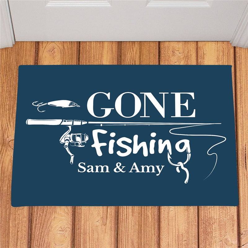 Gone Fishing Personalized Doormat - Custom Outdoor Welcome Mat - LED Gift Works