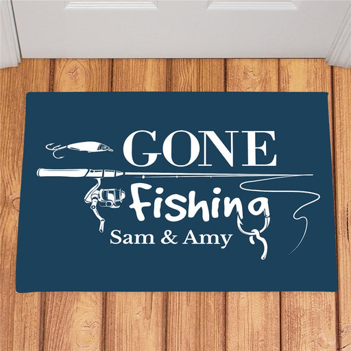 Gone Fishing Personalized Doormat - Custom Outdoor Welcome Mat - Way Up Gifts