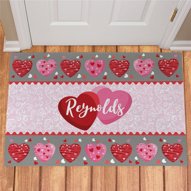 Family Hearts Personalized Doormat - Custom Home Entry Mat - LED Gift Works