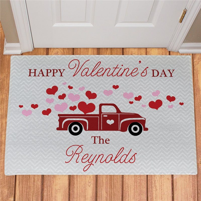 Valentine's Truck Personalized Doormat - Custom Holiday Entry Mat - LED Gift Works