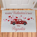 Valentine's Truck Personalized Doormat - Custom Holiday Entry Mat - Way Up Gifts