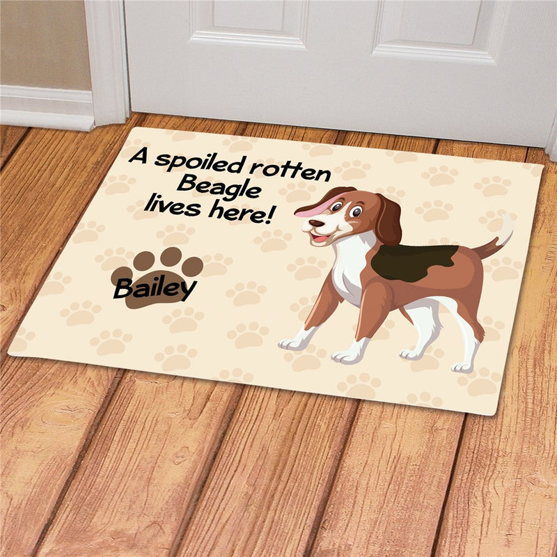 Spoiled Here Personalized Doormat - Custom Pet Name Welcome Mat - LED Gift Works