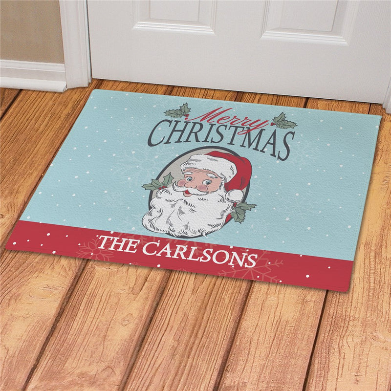 Santa Merry Christmas Personalized Doormat - Custom Holiday Entry Mat - LED Gift Works