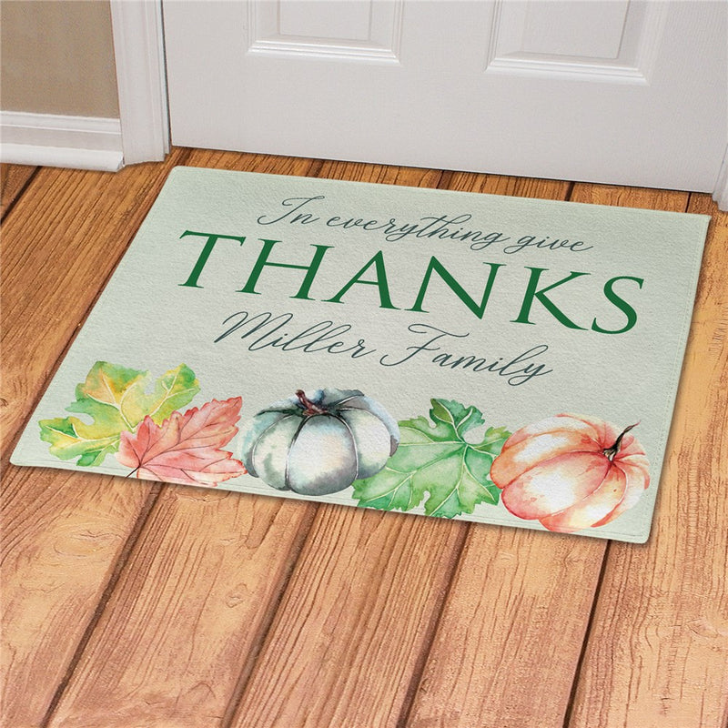 Give Thanks Personalized Doormat - Custom Thanksgiving Welcome Mat - LED Gift Works