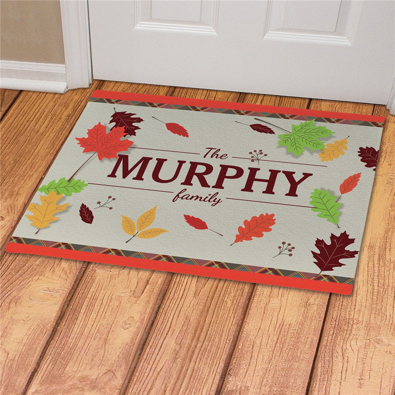 Fall Leaves Personalized Doormat - Custom Autumn Entry Mat - LED Gift Works