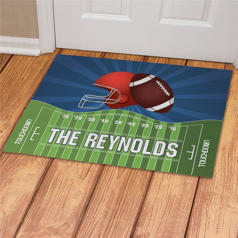 Football Helmet Personalized Doormat - Custom Sports Entry Mat - LED Gift Works