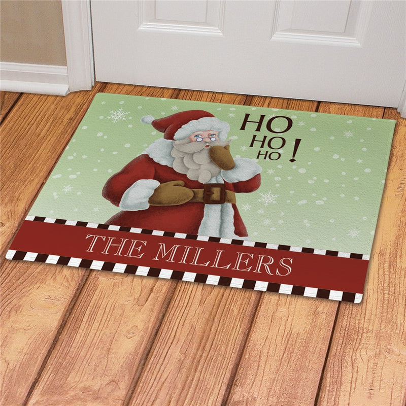 Vintage Santa Personalized Doormat - Custom Christmas Welcome Mat - LED Gift Works