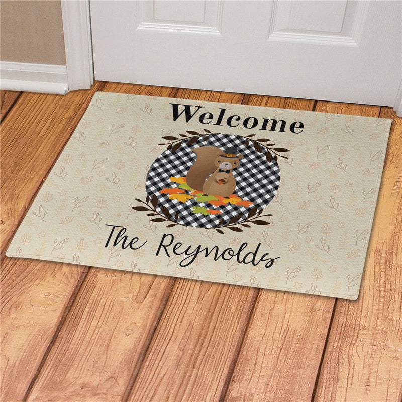 Squirrel Personalized Doormat - Custom Nature-Themed Welcome Mat - LED Gift Works