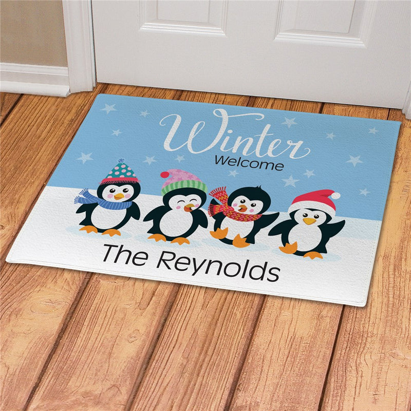 Winter Welcome Personalized Doormat - Custom Seasonal Entry Mat - LED Gift Works