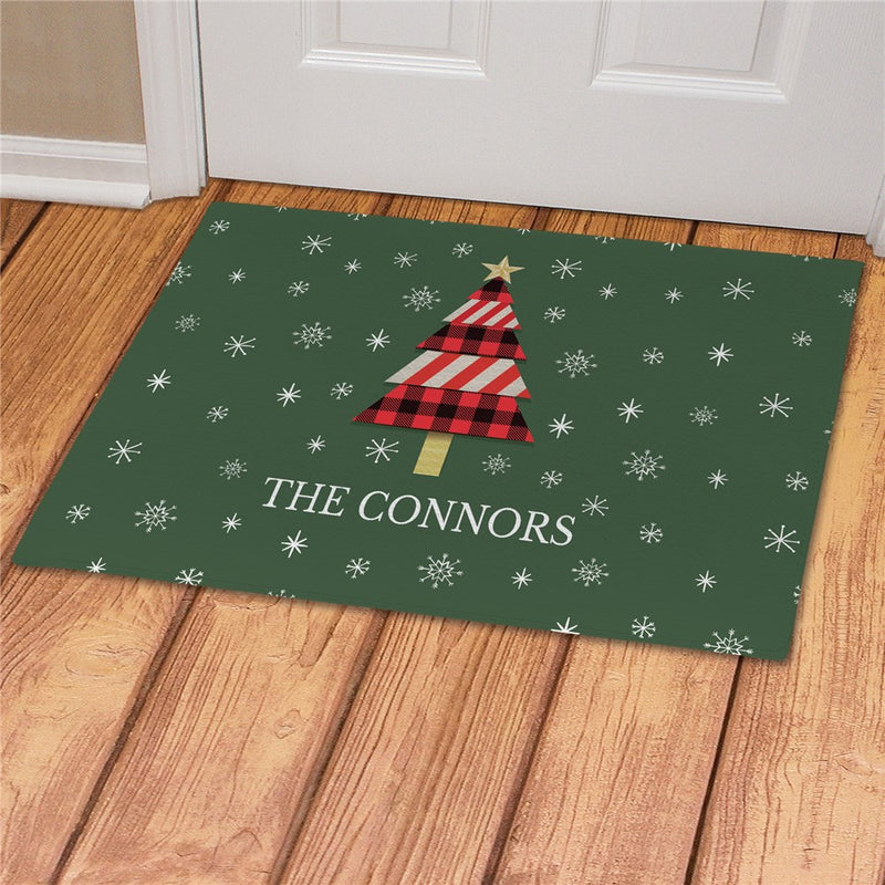 Christmas Tree Personalized Doormat - Custom Holiday Entry Mat - LED Gift Works