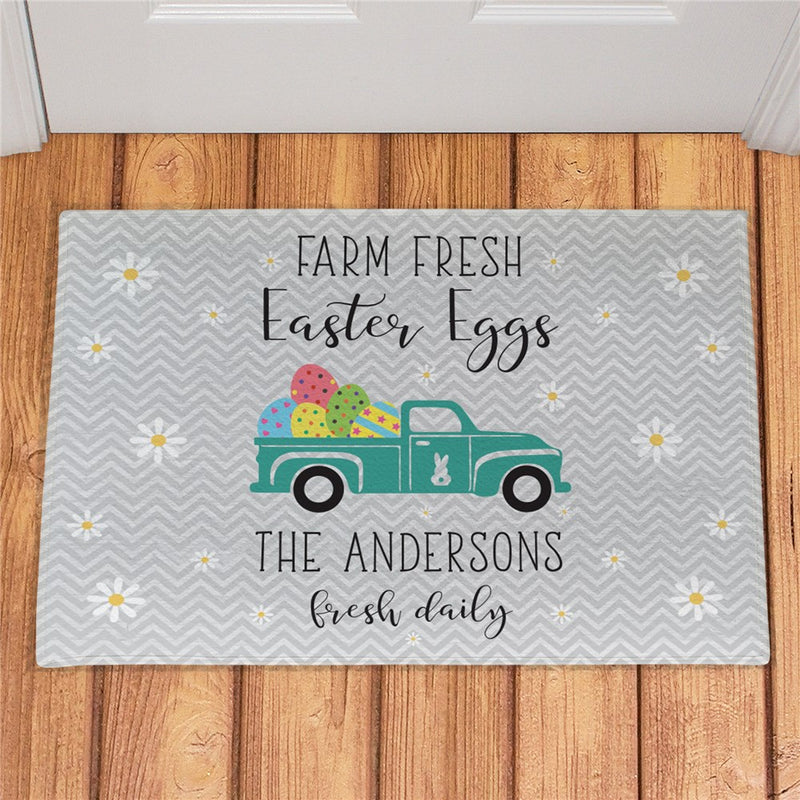 Farm Fresh Easter Eggs Personalized Doormat - Custom Holiday Entry Mat - LED Gift Works