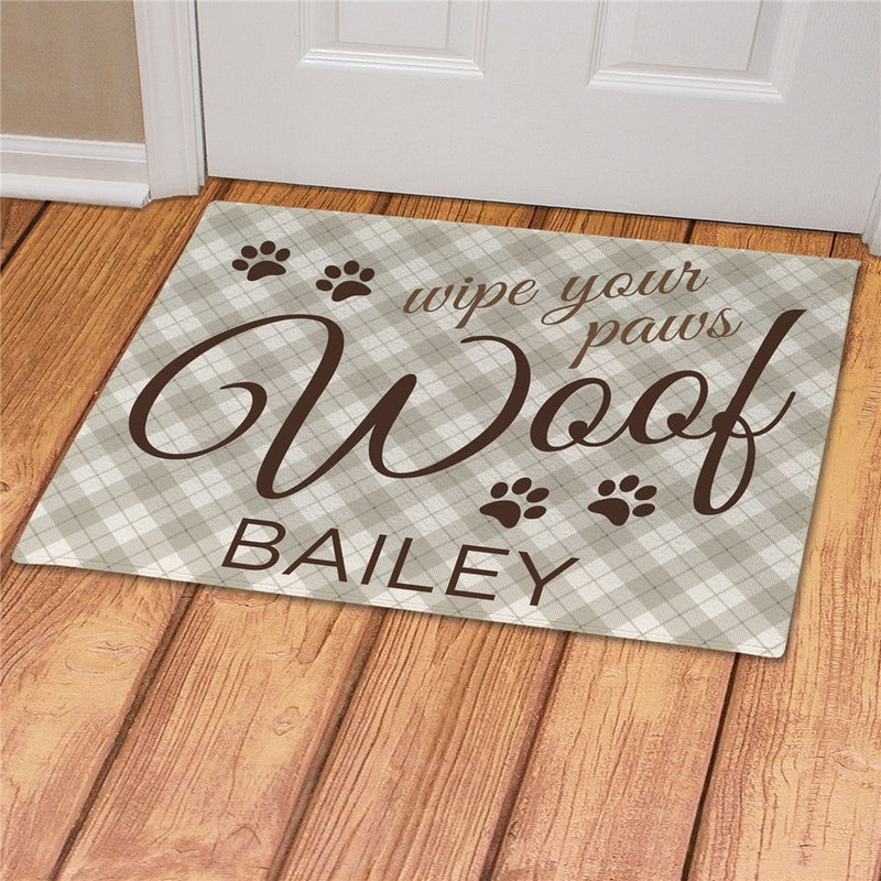 Woof Personalized Doormat - Custom Dog Lover Welcome Mat - LED Gift Works