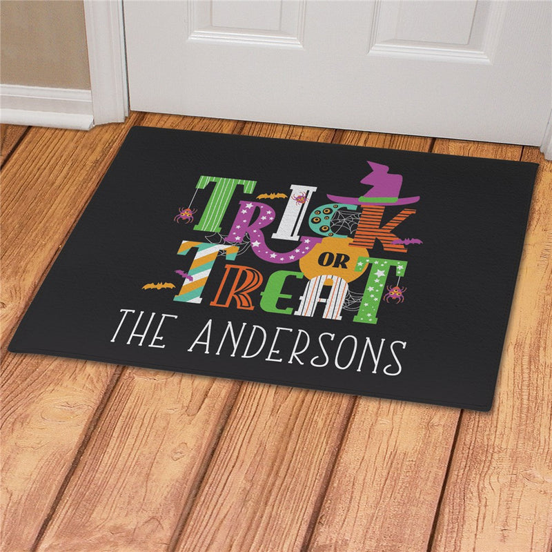 Trick or Treat Personalized Doormat - Custom Halloween Mat - LED Gift Works
