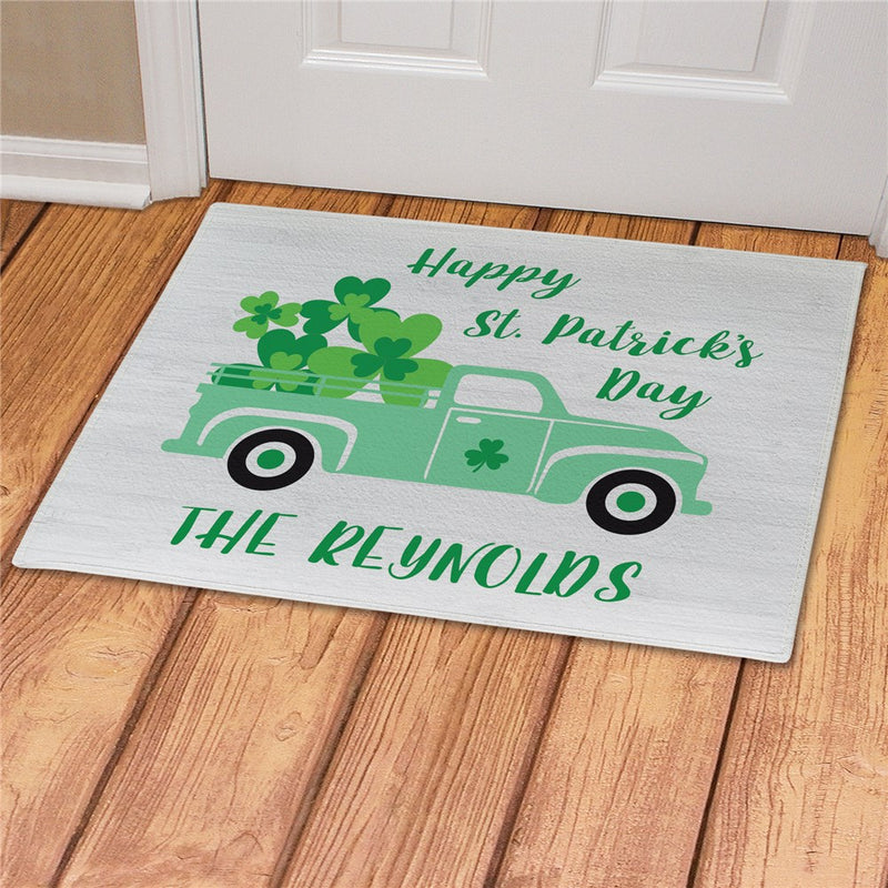 St. Patrick's Day Truck Personalized Doormat - Custom Holiday Entry Mat - LED Gift Works