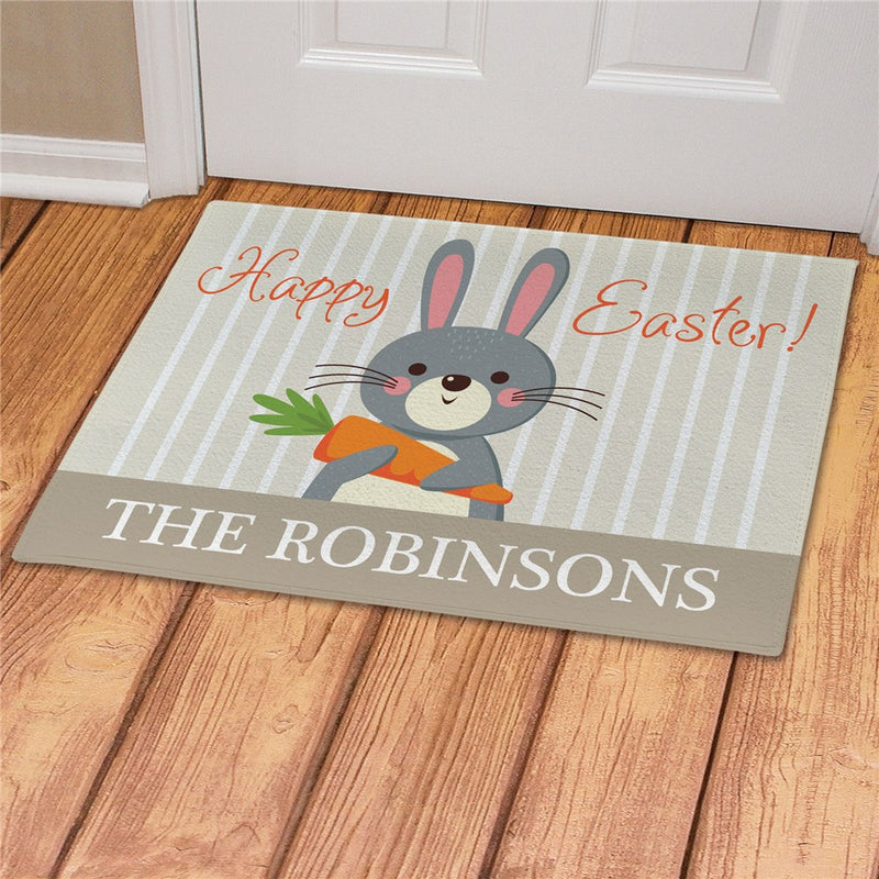 Bunny Holding Carrot Personalized Doormat - Custom Easter Entry Mat - LED Gift Works