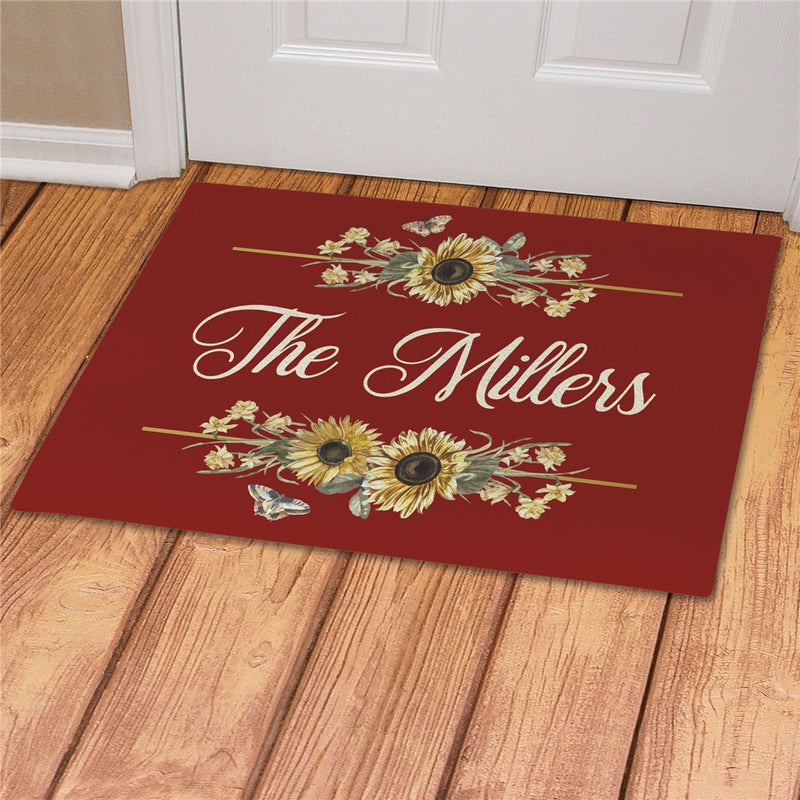 Vintage Sunflowers Personalized Doormat - Custom Floral Entry Mat - LED Gift Works