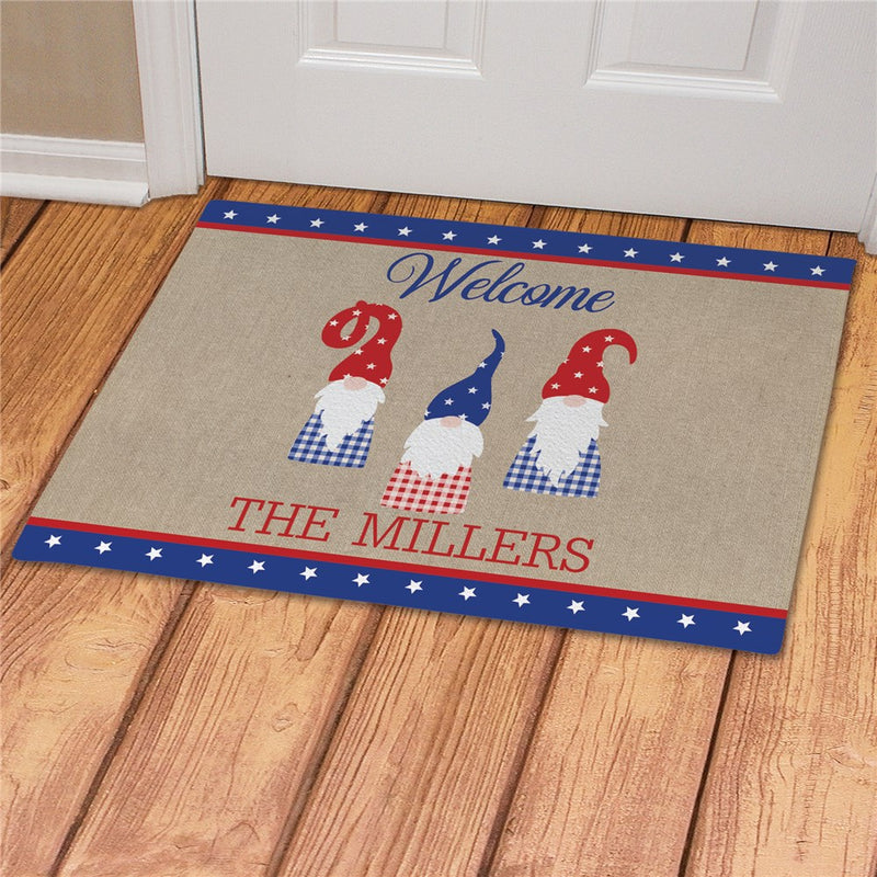 Patriotic Gnomes Personalized Doormat - Custom 4th of July Entry Mat - LED Gift Works