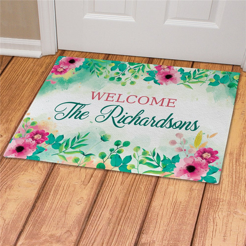Floral Garden Personalized Doormat - Custom Spring Entry Mat - LED Gift Works