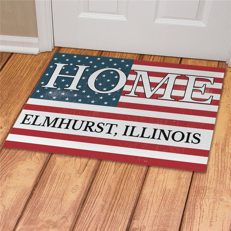 Patriotic Home Personalized Doormat - Custom Family Welcome Mat - LED Gift Works