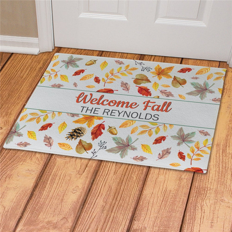 Fall Personalized Doormat - Custom Autumn Welcome Mat - LED Gift Works
