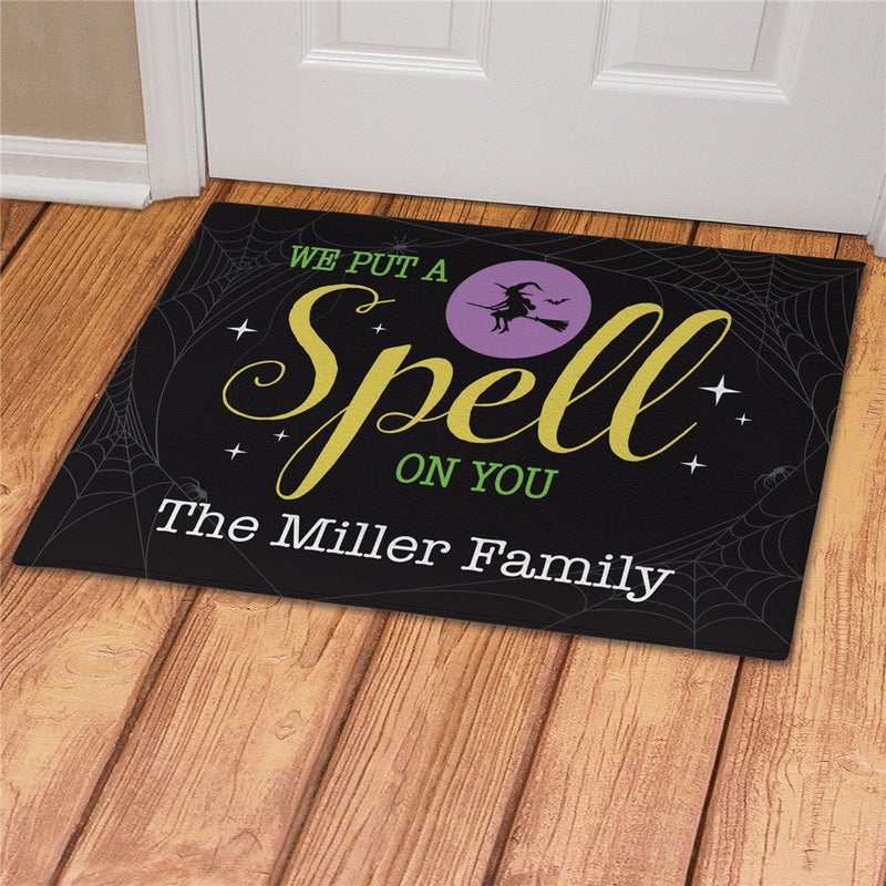 Put a Spell On Personalized Doormat - Custom Halloween Welcome Mat - LED Gift Works