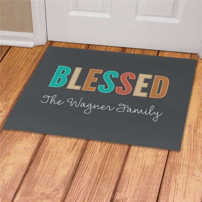 Blessed Personalized Doormat - Custom Entry Mat with Message - LED Gift Works
