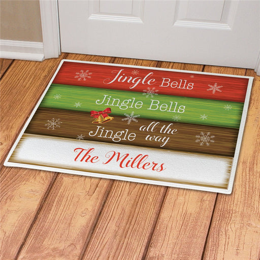 Jingle Bells Personalized Doormat - Custom Holiday Welcome Mat - Way Up Gifts