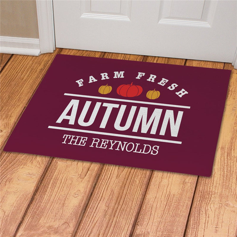 Farm Fresh Autumn Personalized Doormat - Custom Fall Welcome Mat - LED Gift Works