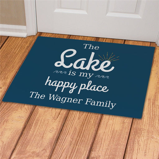 The Lake Is My Happy Place Personalized Doormat - Custom Vacation Entry Mat - Way Up Gifts