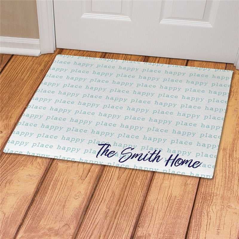Happy Place Personalized Doormat - Custom Family Welcome Mat - LED Gift Works
