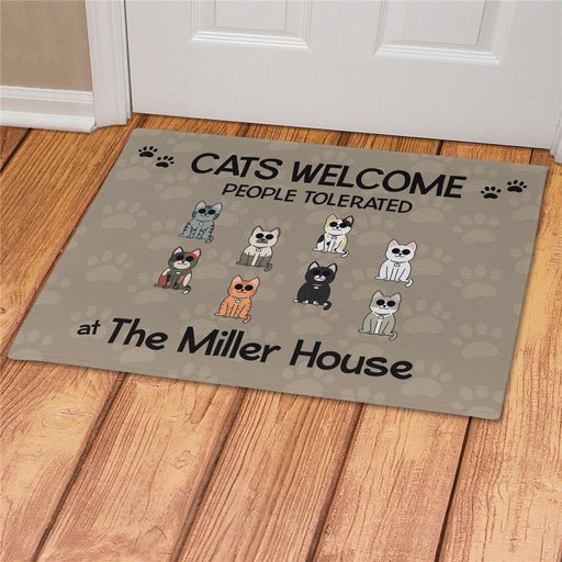 Cat's Welcome People Tolerated Personalized Doormat - Custom Pet Entry Mat - Way Up Gifts